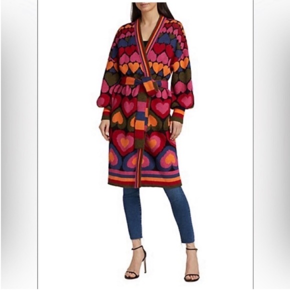 NEW FARM Rio Full of Hearts belted cardigan/ coat. - Picture 6 of 11